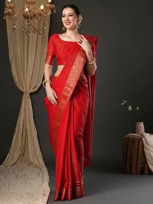 Red woven design zari banarasi saree 2
