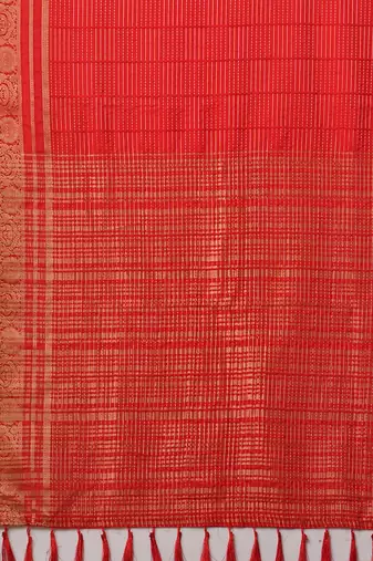 Red woven design zari banarasi saree