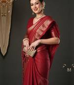 Maroon leheriya printed woven design zari banarasi saree