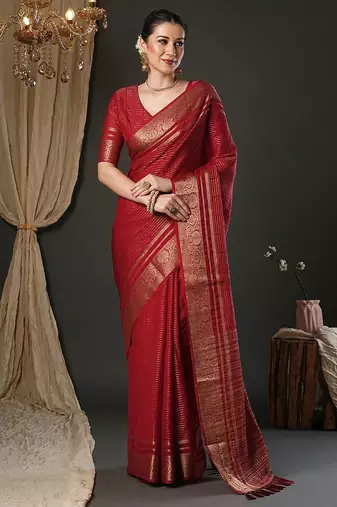 Maroon leheriya printed woven design zari banarasi saree
