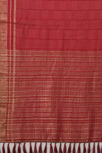 Maroon leheriya printed woven design zari banarasi saree