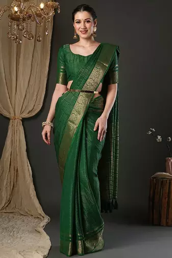 Green woven design zari banarasi saree