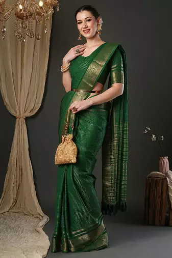 Green woven design zari banarasi saree