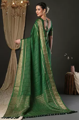 Green woven design zari banarasi saree