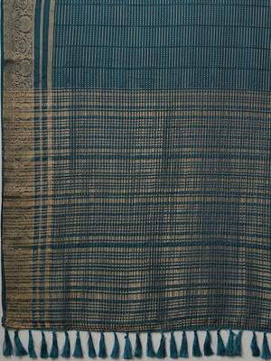 Teal woven design zari banarasi saree 5