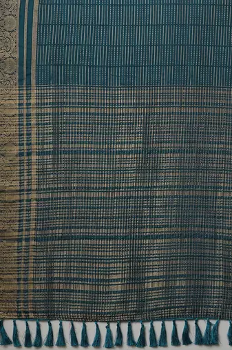 Teal woven design zari banarasi saree
