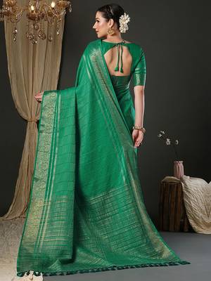 Teal woven design zari banarasi saree 3