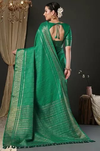Teal woven design zari banarasi saree