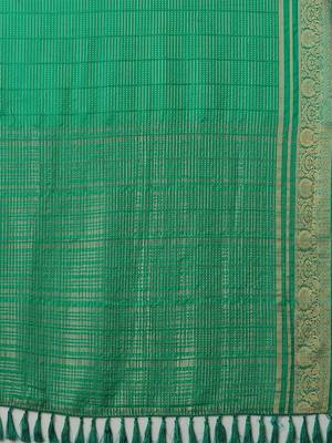Teal woven design zari banarasi saree 5