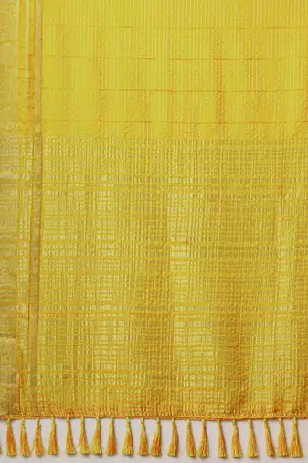 Yellow woven design zari banarasi saree