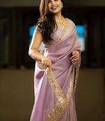 Mauve embellished tissue saree