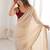 Cream embellished sequinned  georgette saree
