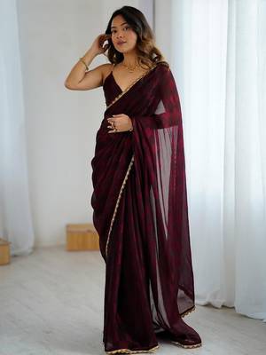 Maroon maroon embellished  chiffon sarees 1