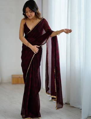 Maroon maroon embellished  chiffon sarees 2