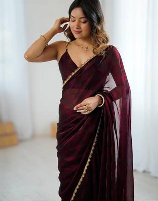 Maroon maroon embellished  chiffon sarees 3