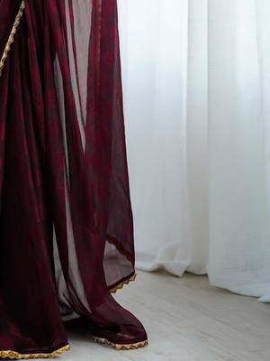 Maroon maroon embellished  chiffon sarees 4