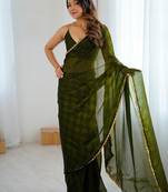 Green green embellished  chiffon sarees