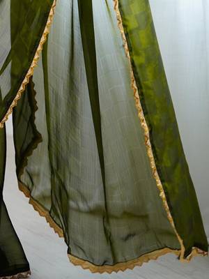 Green green embellished  chiffon sarees 5