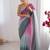 Pink women ombre dyed embroidered  chiffon saree