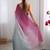 Pink women ombre dyed embroidered  chiffon saree