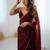 Burgundy burgundy embellished  chiffon sarees