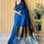 Teal  cotton saree with blouse piece