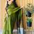 Green colourblocked  cotton saree