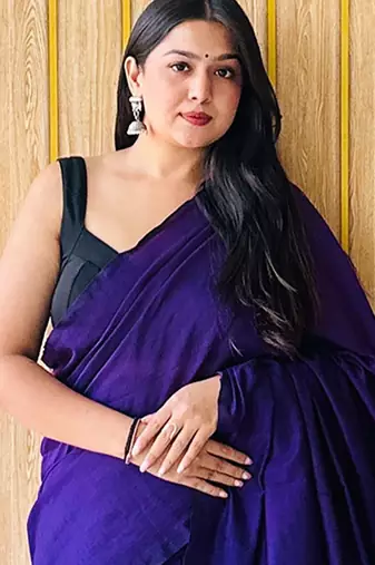 Blue women  cotton khadi saree with blouse