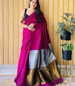 Burgundy  cotton khadi saree