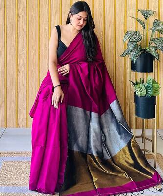 Burgundy  cotton khadi saree 3