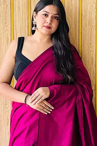 Burgundy  cotton khadi saree