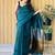 Teal colourblocked  cotton saree