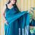 Teal colourblocked  cotton saree