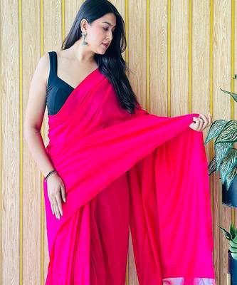 Pink  cotton khadi saree with blouse 4