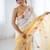 Mustard floral embroidered sequinned detail  chiffon saree