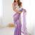 Purple embellished sequinned  chiffon saree