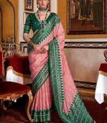 Pink ethnic motifs zari patola saree