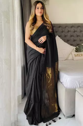 Black  cotton handloom khadi saree