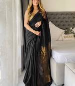 Black  cotton handloom khadi saree
