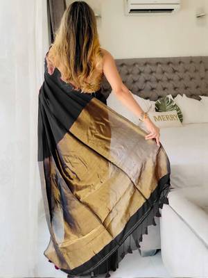 Black  cotton handloom khadi saree 3