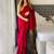 Red  cotton saree with unstitched blouse piece
