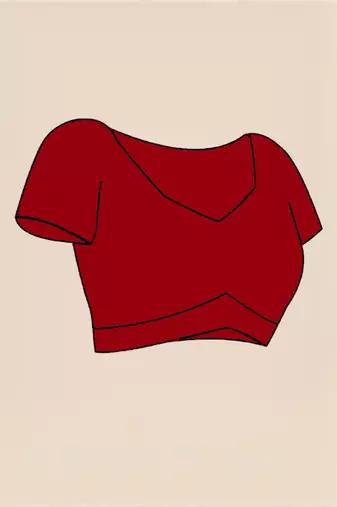 Red  cotton saree with unstitched blouse piece