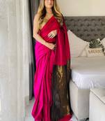 Pink  cotton handloom khadi saree