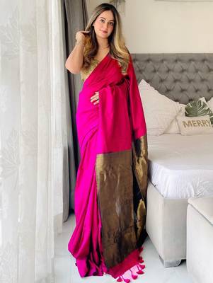 Pink  cotton handloom khadi saree 2