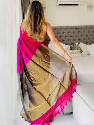 Pink  cotton handloom khadi saree 3