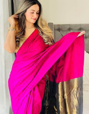 Pink  cotton handloom khadi saree 4