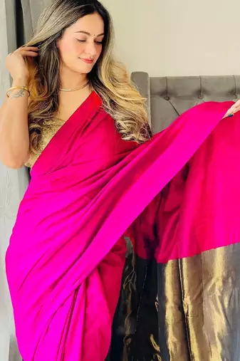 Pink  cotton handloom khadi saree
