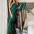Green woven design zari  cotton handloom khadi saree
