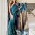 Teal woven design zari  cotton handloom khadi saree
