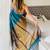 Teal woven design zari  cotton handloom khadi saree
